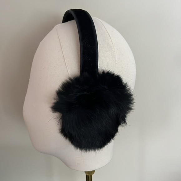 Black Rabbit fur ear muffs - Picture 1 of 7